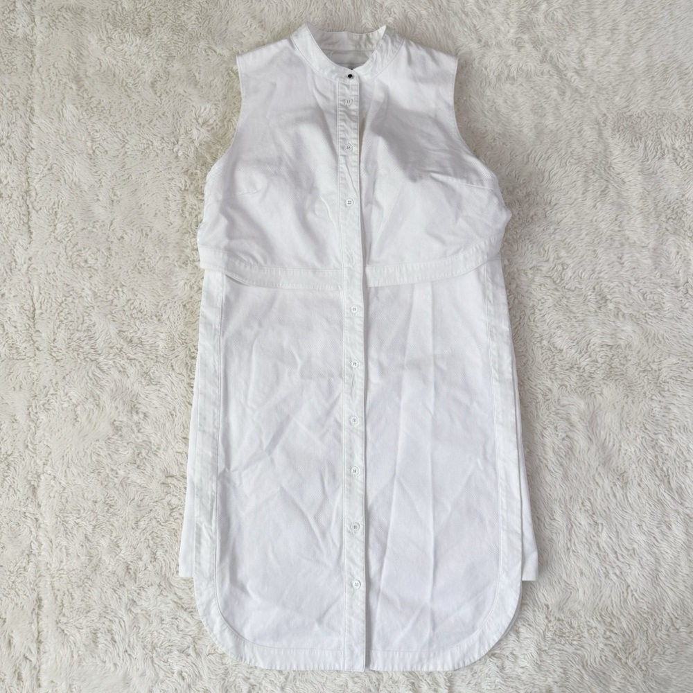 Proenza Shouler Woman White Mandarin Collar Sleeveless Dress US4 Luxury Minimal - Picture 4 of 11